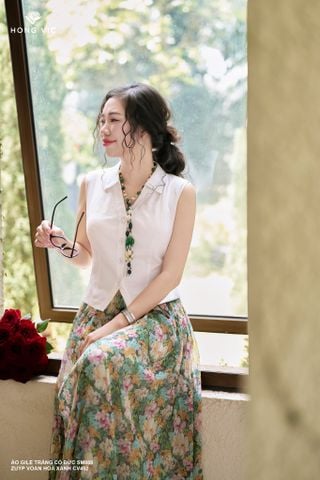 Áo gile trắng cổ đức SM888