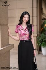 Áo hoa hồng cổ đổ SM1184