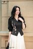 Áo ký giả linen đen tay bồng SM940