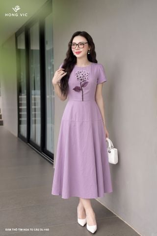 Đầm thô tím hoa tú cầu DL1165