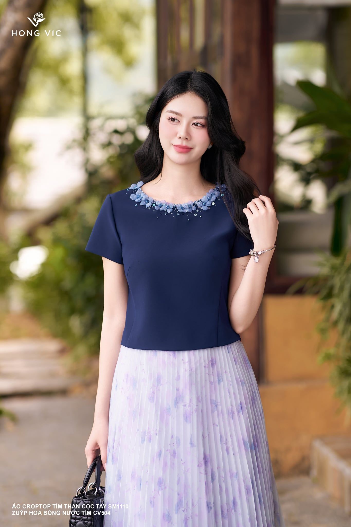 Áo croptop tím than cộc tay SM1110