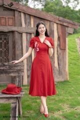 Đầm đỏ chấm bi DL972