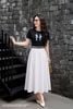 Áo cotton đen cộc tay đính hoa SM1027