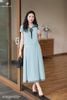 Áo croptop xanh cổ nơ SM921