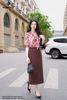 Áo kẻ hồng cổ nơ SM1107