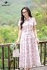 Zuýp hoa tím thêu xếp ly CV584