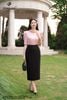 Áo lụa hồng cổ chocker SM776