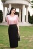 Áo lụa hồng cổ chocker SM776