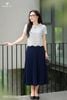 Áo tơ xanh thiên thanh thêu gấu SM1173