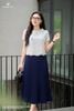 Áo tơ xanh thiên thanh thêu gấu SM1173