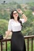 Áo trắng cổ V cài cúc SM1067