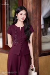 Áo ký giả tím rượu cài cúc SM1098