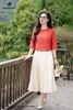 Áo boil đỏ cam thêu biên gấu SM990