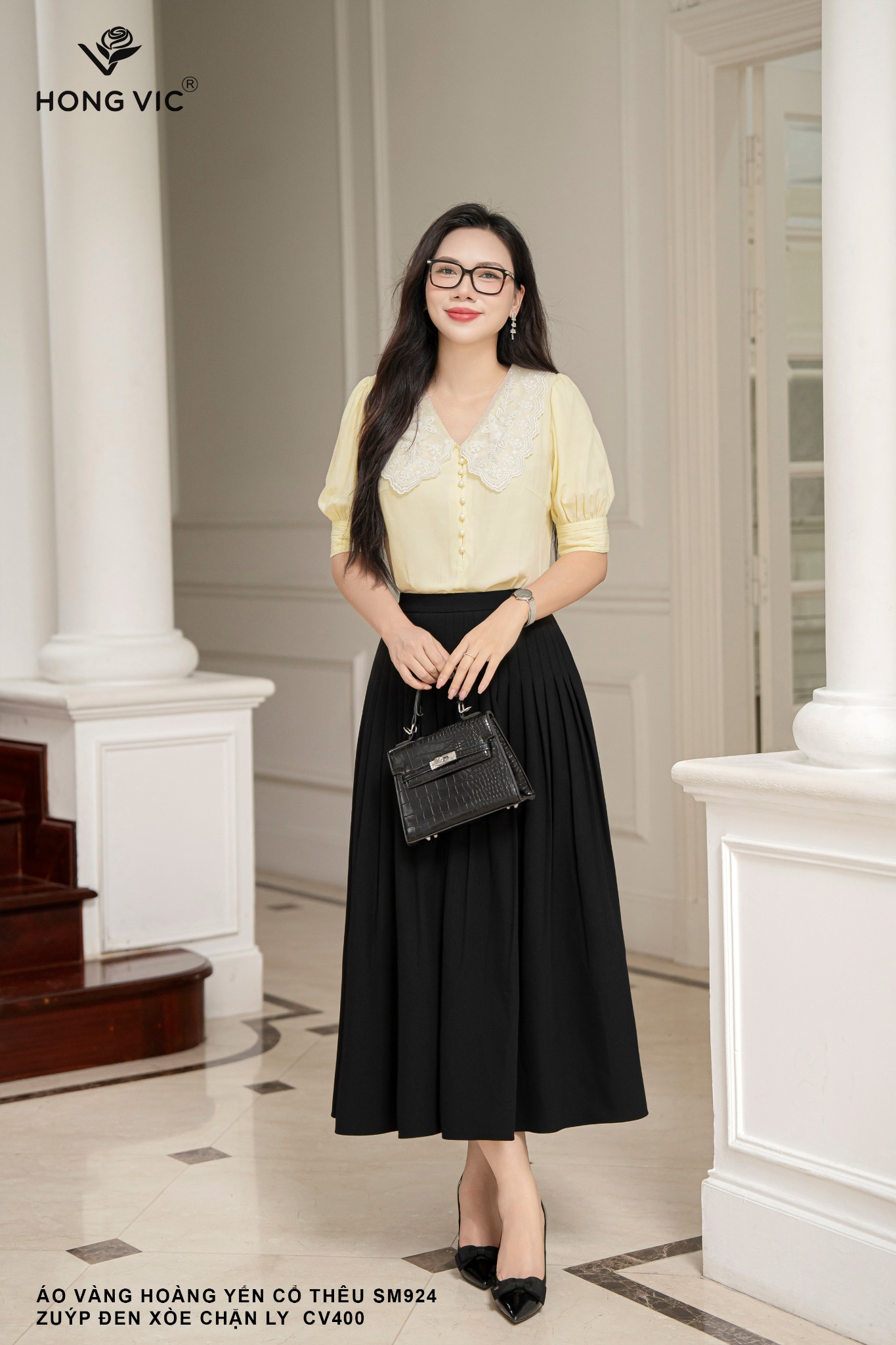 Áo vàng hoàng yến cổ thêu SM924 – hongvicfashion