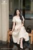 Đầm linen kem hoa dệt DL1102