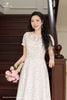 Đầm voan trắng chấm bi phối ren DL1006