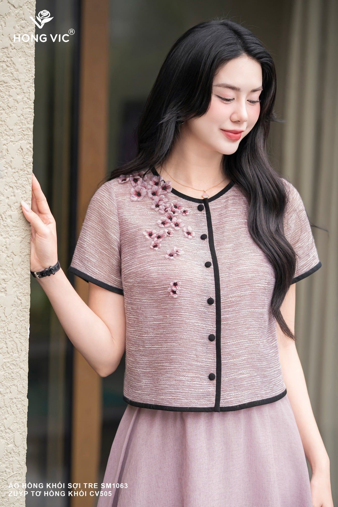 Áo hồng khói sợi tre SM1063