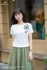 Áo croptop linen trắng cài cúc sau SM1142