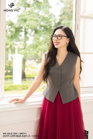 Áo gile ghi SM771