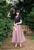 Áo đen croptop cộc tay đính hoa đào SM699