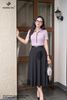 Áo cotton tím cúc bọc SM867