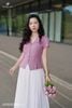 Áo ký giả linen tím SM929