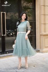 Đầm ren lưới xanh ngọc bích DL1020