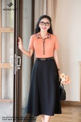 Áo cotton cam hoa đá SM867