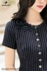 Áo ký giả kẻ tím than cổ tròn SM1111