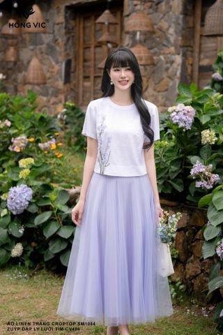 Áo linen trắng croptop SM1084