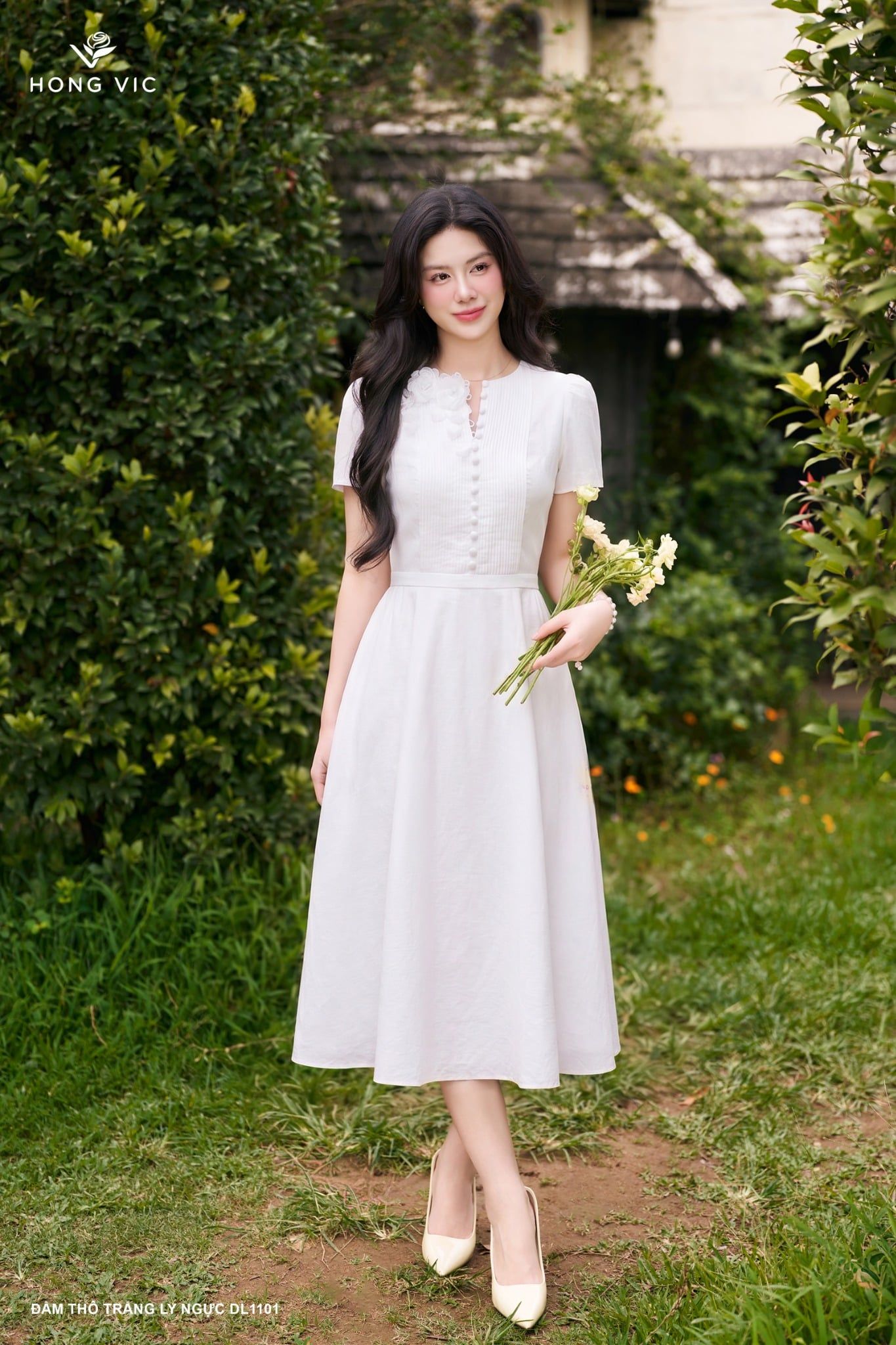 Đầm thô trắng ly ngực DL1101