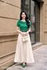 Áo cotton xanh cây lệch vai SM909