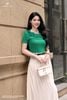 Áo cotton xanh cây lệch vai SM909