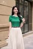 Áo cotton xanh cây lệch vai SM909