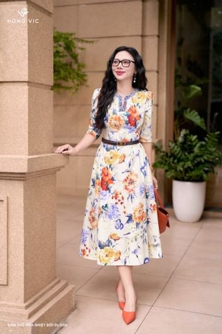 Đầm thô hoa nhiệt đới DL1059