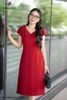 Đầm suông đỏ cổ V DL964