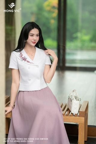 Áo ký giả trắng hai hàng cúc SM1035
