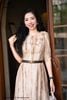 Đầm tơ họa tiết vân nâu DL1050