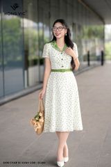 Đầm chấm bi xanh cốm DL984