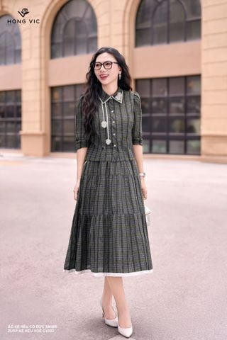 Áo kẻ rêu cổ đức SM985