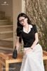 Áo ký giả đen phối trắng SM1045