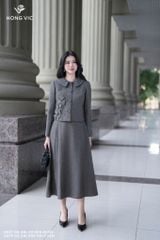 Zuýp dạ ghi xòe dài CV534