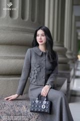 Vest dạ ghi cổ sen AV253