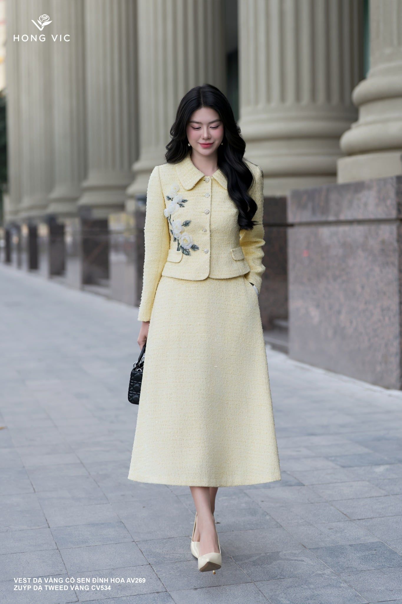 Zuýp dạ tweed vàng CV534