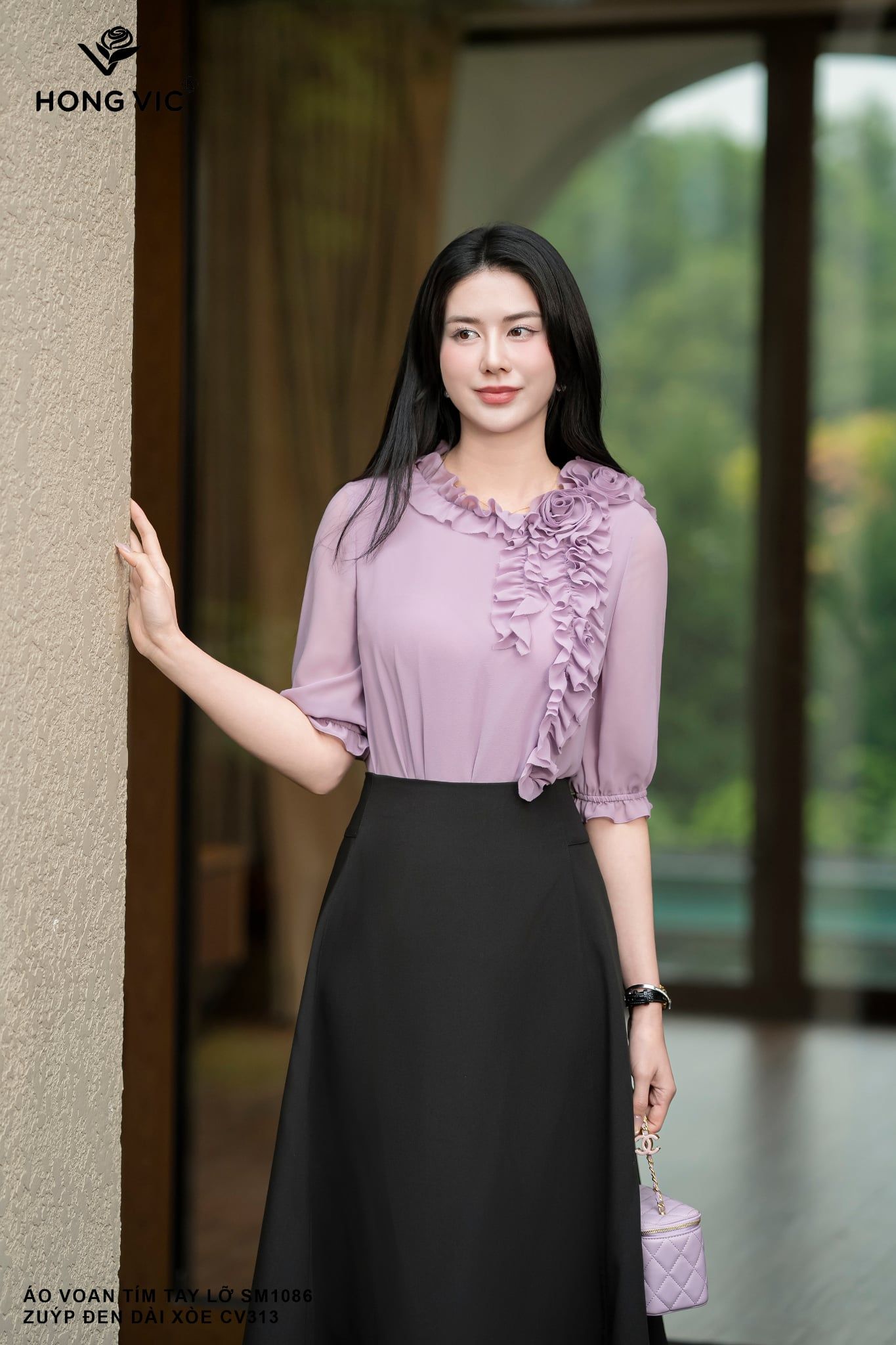 Áo voan tím tay lỡ SM1086