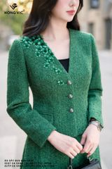 Vest dạ xanh lục bảo 3 cúc AV266