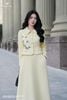 Vest dạ vàng cổ sen đính hoa AV269