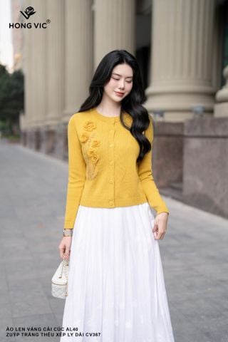 Áo len vàng cài cúc AL40