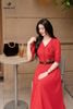 Đầm chấm bi đỏ cổ V DL1044