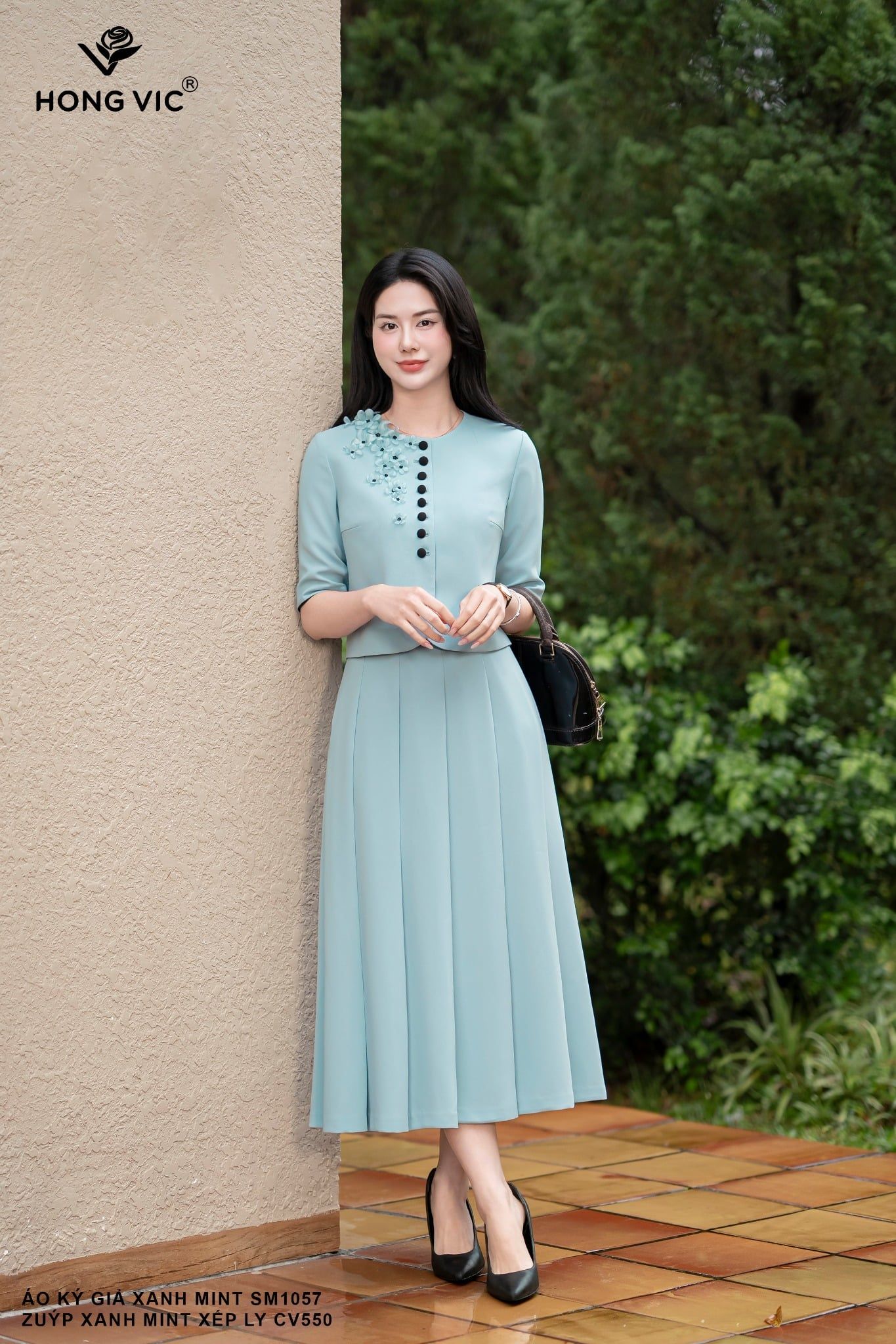 Zuýp xanh mint xếp ly CV550